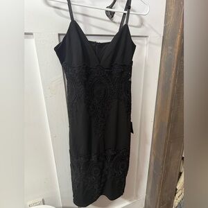 Lulu's Black Spaghetti Strap Sheath Midi Dress